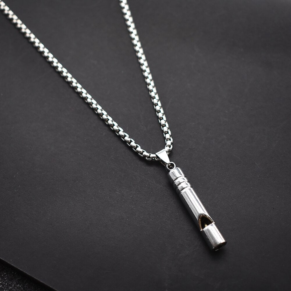 Titanium Loud Portable Necklace Whistle for Emergency Survival Outdoor Hiking Camping Hip Hop Jewelry Punk Harajuku