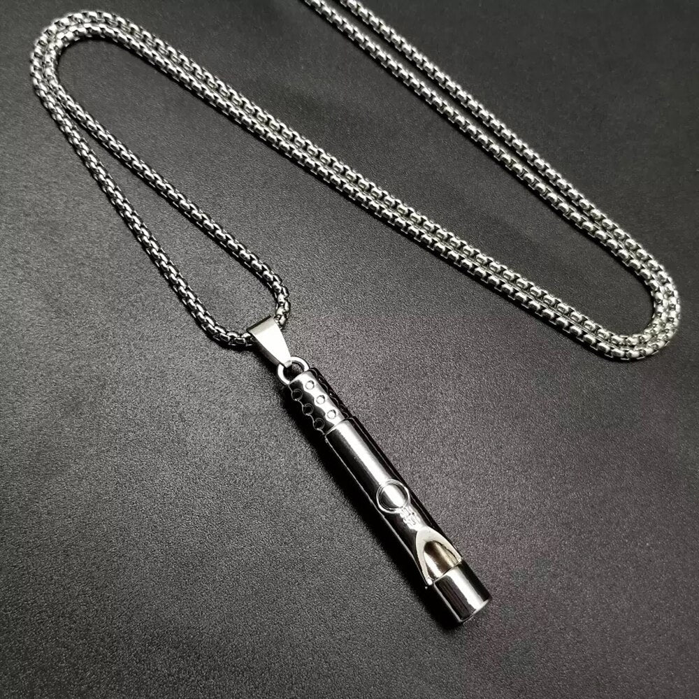 Titanium Loud Portable Necklace Whistle for Emergency Survival Outdoor Hiking Camping Hip Hop Jewelry Punk Harajuku