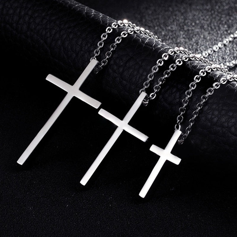Titanium Steel Cross Pendant Necklace For Men Women Minimalist Jewelry Male Female Prayer Necklaces Chokers Gift