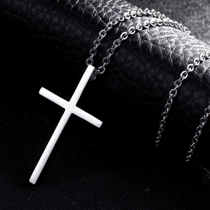 Titanium Steel Cross Pendant Necklace For Men Women Minimalist Jewelry Male Female Prayer Necklaces Chokers Gift