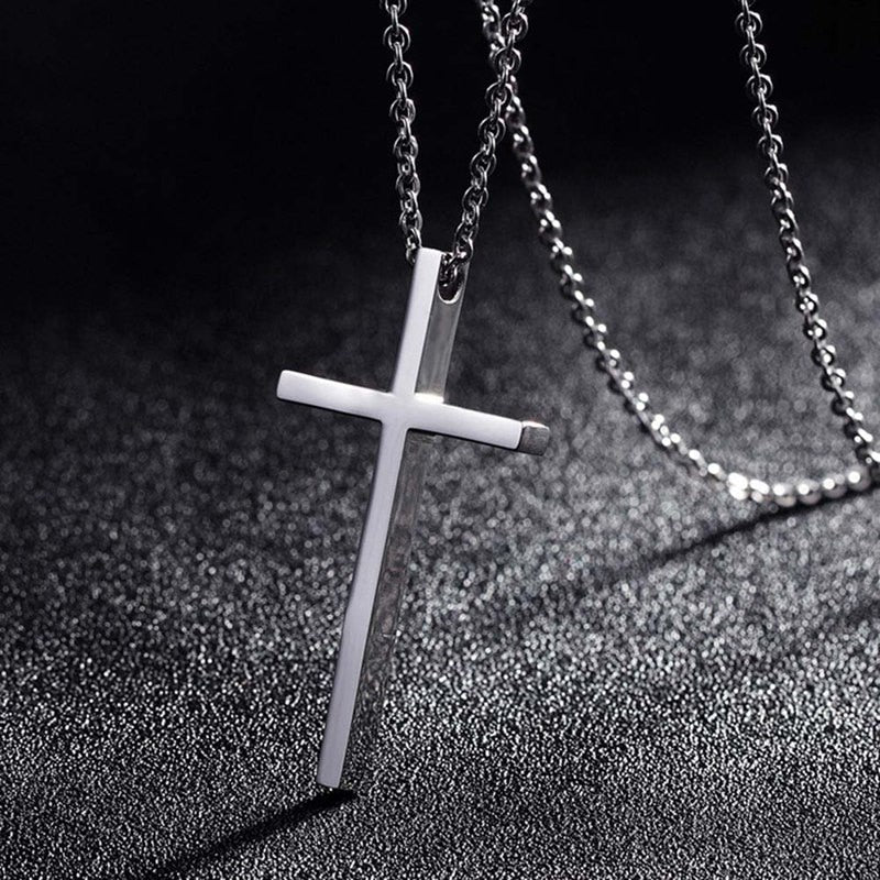 Titanium Steel Cross Pendant Necklace For Men Women Minimalist Jewelry Male Female Prayer Necklaces Chokers Gift