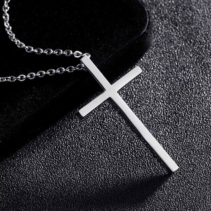 Titanium Steel Cross Pendant Necklace For Men Women Minimalist Jewelry Male Female Prayer Necklaces Chokers Gift