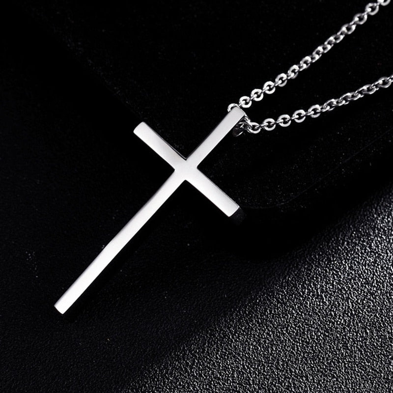 Titanium Steel Cross Pendant Necklace For Men Women Minimalist Jewelry Male Female Prayer Necklaces Chokers Gift