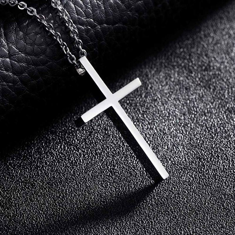 Titanium Steel Cross Pendant Necklace For Men Women Minimalist Jewelry Male Female Prayer Necklaces Chokers Gift