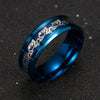 Titanium Steel Dragon Rings Black And Blue Man's Gifts Wedding Band Jewelry Size 6-12