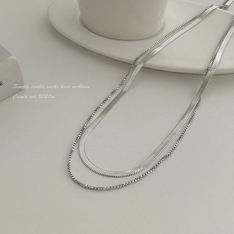 Titanium Steel Gold Chain For Men Women Flat Necklace Snake Chain Vintage Collar Necklace Chokers Gift Jewelry