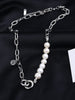 Titanium Steel fFashionJewelry Freshwater Pearls Choker Necklace Nice Gift for Women Girl