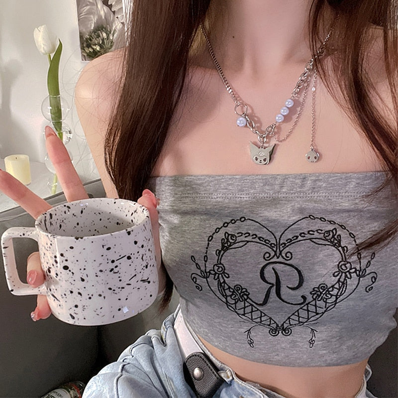 Titanium Steel Reflective Vintage Pearl Necklaces Women Cute Romantic Cat Pendant Clavicle Chain Personality Multi Layer Jewelry