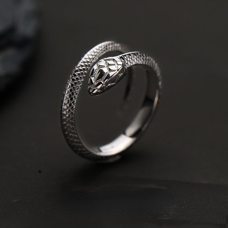 Titanium Steel Snake Head Open Ring Vintage Men's and Women's Domineering Punk Hip Hop Rock Jewelry Ring Gift