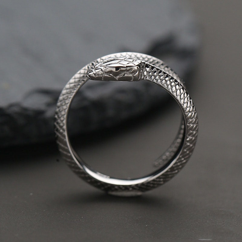 Titanium Steel Snake Head Open Ring Vintage Men's and Women's Domineering Punk Hip Hop Rock Jewelry Ring Gift