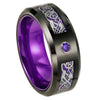 Titanium steel ring red purple green two color dragon pattern luminous tungsten stainless steel ring jewelry