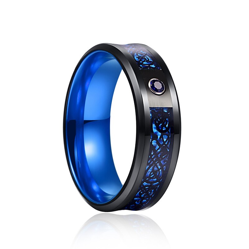 Titanium steel ring red purple green two color dragon pattern luminous tungsten stainless steel ring jewelry