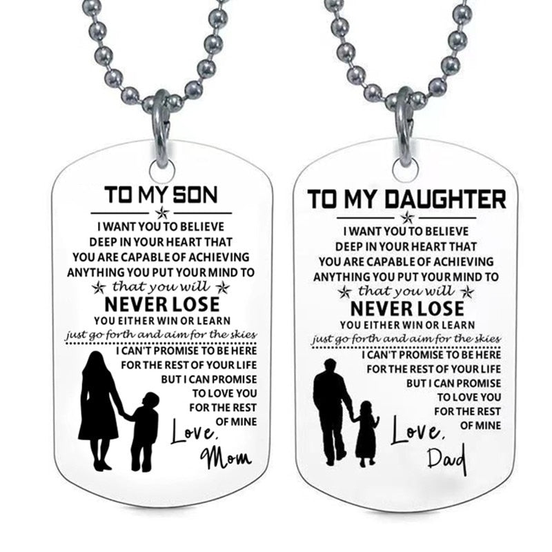 To My Son From Mom Dog Tag Military Necklaces for Men Women Birthday Christmas Graduation Gifts Father Daughter Necklace