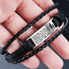 To My Son From Mom and Dad Hand-Woven Retro Multi-Color Engrave Name Leather Bracelet for Men Stainless Steel Bracelets Jewelry