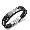 To My Son From Mom and Dad Hand-Woven Retro Multi-Color Engrave Name Leather Bracelet for Men Stainless Steel Bracelets Jewelry