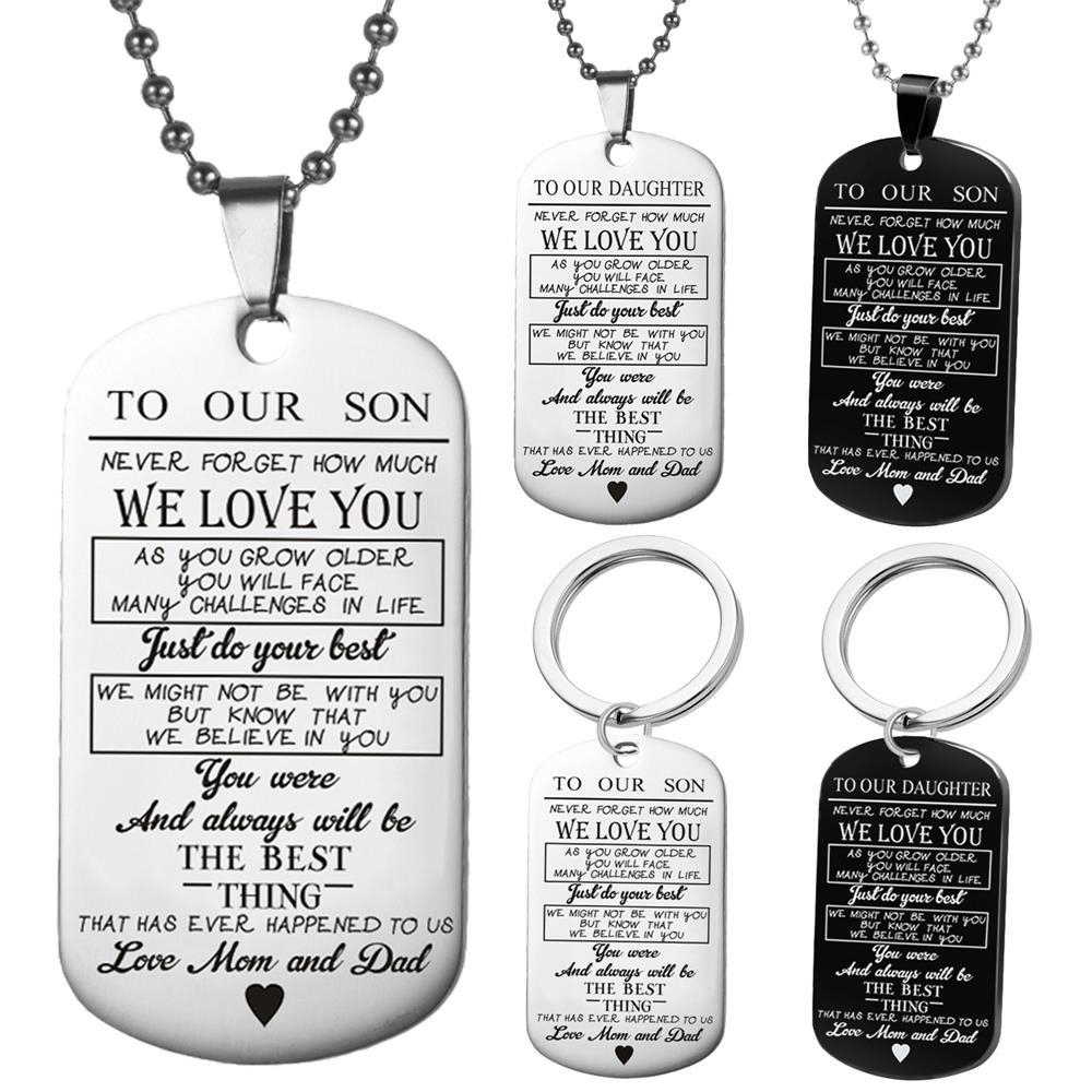 To Our Son/daughter From Mom and Dad Dog Tag Necklaces Personalized Birthday/Graduation Gifts for Boy Military Bootcamp Jewelry