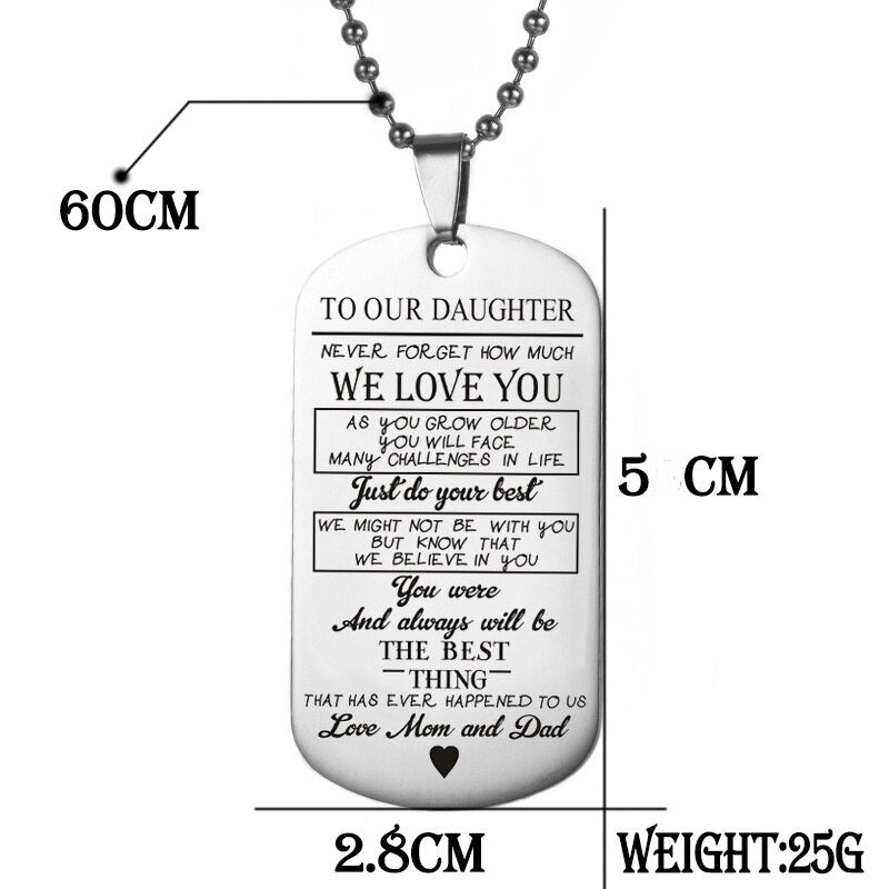 To Our Son/daughter From Mom and Dad Dog Tag Necklaces Personalized Birthday/Graduation Gifts for Boy Military Bootcamp Jewelry