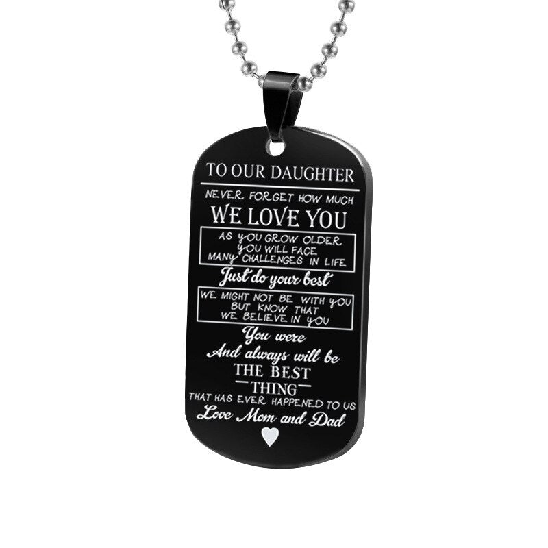 To Our Son/daughter From Mom and Dad Dog Tag Necklaces Personalized Birthday/Graduation Gifts for Boy Military Bootcamp Jewelry