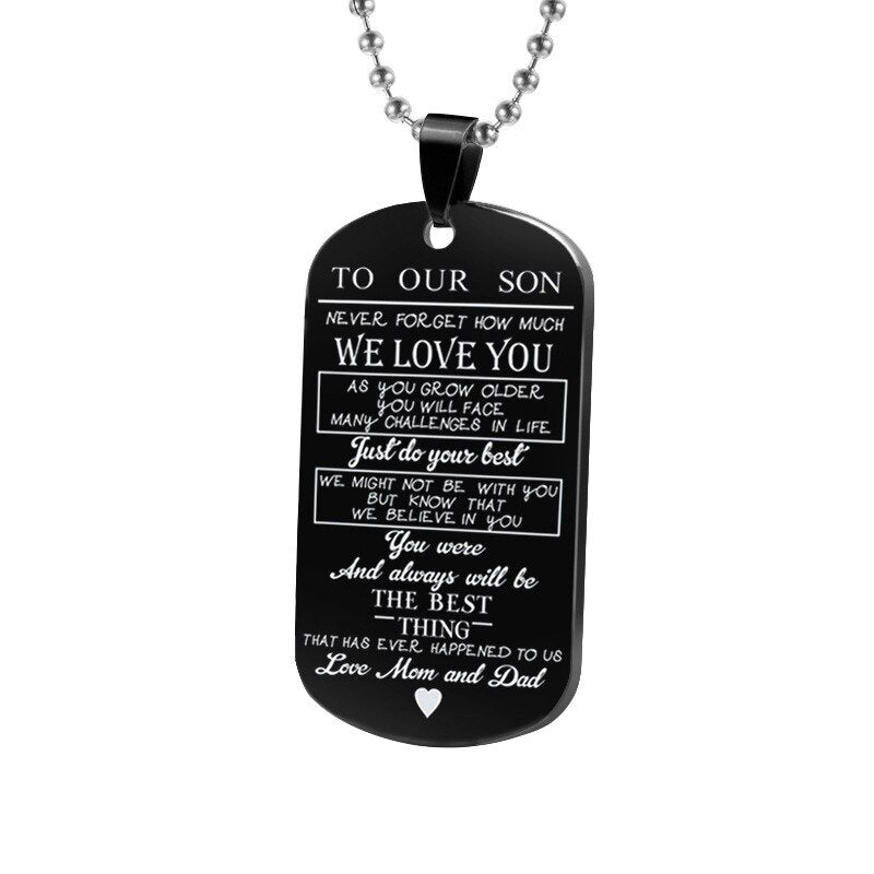 To Our Son/daughter From Mom and Dad Dog Tag Necklaces Personalized Birthday/Graduation Gifts for Boy Military Bootcamp Jewelry