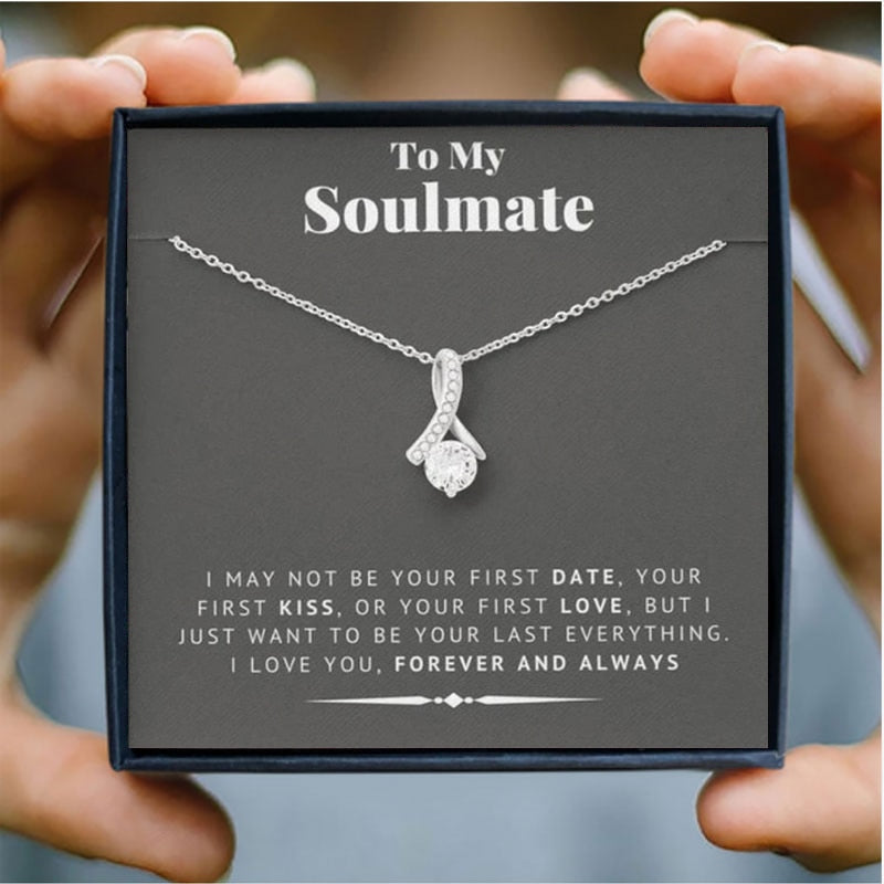 To my Soulmate Crystal Necklace for Women Single Zircon Pendant Necklace Jewelry Lover Birthday Gift /
