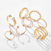 Tocona 8pcs/sets Hollow Out Rings for Women Men Charms Clear Crystal Stone Gold Chain Rings Bohemian Jewelry Accessories Anillo