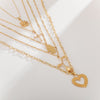 Tocona Bohemia Gold Rose Pendant Necklace for Women Multi-layer Heart Cross Leaf Hand Chain Choker Jewelry Collares D06402