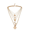 Tocona Bohemia Gold Rose Pendant Necklace for Women Multi-layer Heart Cross Leaf Hand Chain Choker Jewelry Collares D06402