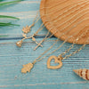 Tocona Bohemia Gold Rose Pendant Necklace for Women Multi-layer Heart Cross Leaf Hand Chain Choker Jewelry Collares D06402