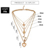 Tocona Bohemia Gold Rose Pendant Necklace for Women Multi-layer Heart Cross Leaf Hand Chain Choker Jewelry Collares D06402