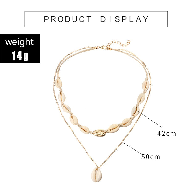 Tocona Bohemia Summer Shell Natural Stone Pendant Necklace for Women Gold Color Chain Chockers Minimalist Jewelry  2356
