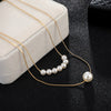 Tocona Factory Price Gold Color Necklace Women Ladies White Pearl Multi-layer Chain Choker Jewelry AccessoriesC07108