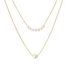 Tocona Factory Price Gold Color Necklace Women Ladies White Pearl Multi-layer Chain Choker Jewelry AccessoriesC07108