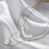 Tocona Factory Price Gold Color Necklace Women Ladies White Pearl Multi-layer Chain Choker Jewelry AccessoriesC07108