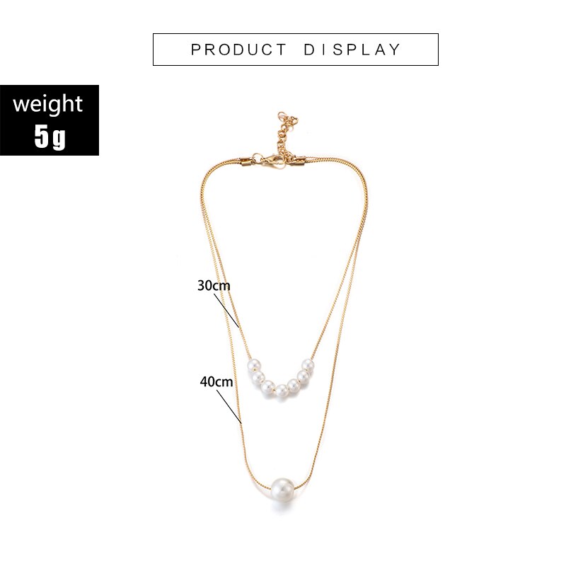 Tocona Factory Price Gold Color Necklace Women Ladies White Pearl Multi-layer Chain Choker Jewelry AccessoriesC07108