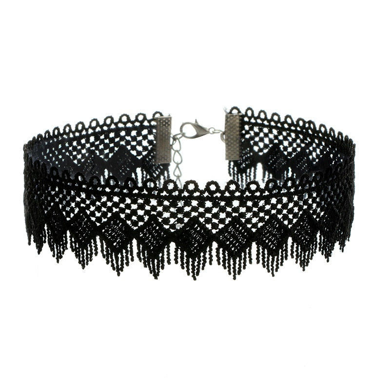 Tocona Gothic Wide Flower Black Lace Chokers Necklaces for Women Punk Gothic Choker Sweet Vintage Collares Necklace