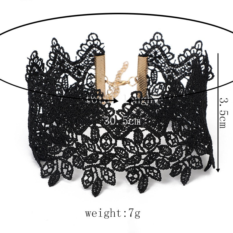 Tocona Gothic Wide Flower Black Lace Chokers Necklaces for Women Punk Gothic Choker Sweet Vintage Collares Necklace