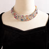 Tocona   Colorful Rhinestone Necklace for Women Charming Gold Color Alloy Metal Party Jewelry Accessories Collar 18350