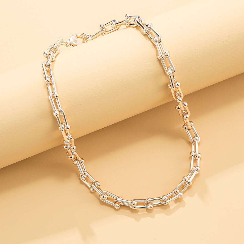 Tocona Punk Gold Silver Color Stainless steel Thick Clavicle Chain Choker Necklace for Women Trendy Party Boho Jewelry Collar