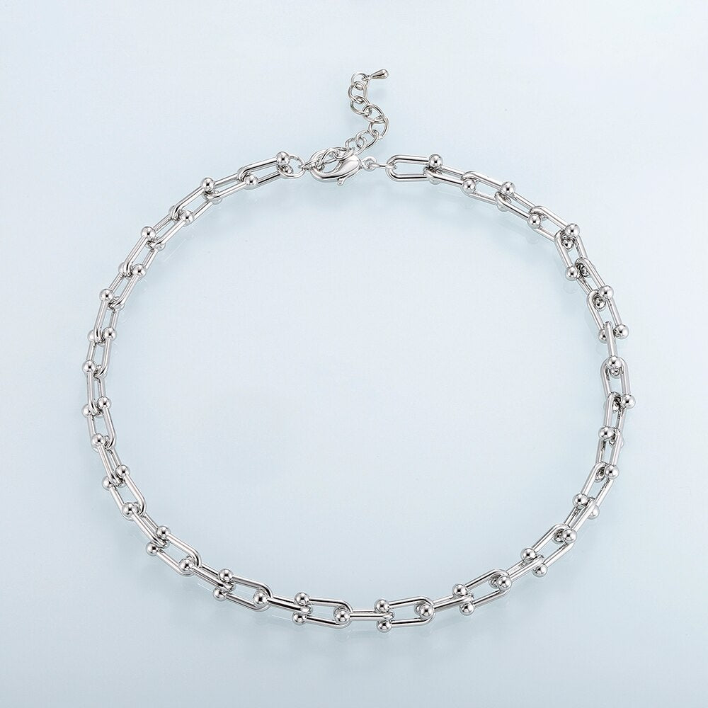 Tocona Punk Gold Silver Color Stainless steel Thick Clavicle Chain Choker Necklace for Women Trendy Party Boho Jewelry Collar