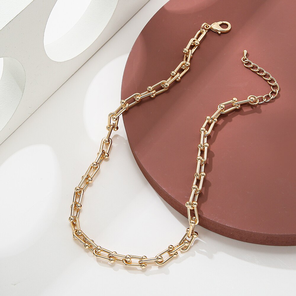 Tocona Punk Gold Silver Color Stainless steel Thick Clavicle Chain Choker Necklace for Women Trendy Party Boho Jewelry Collar