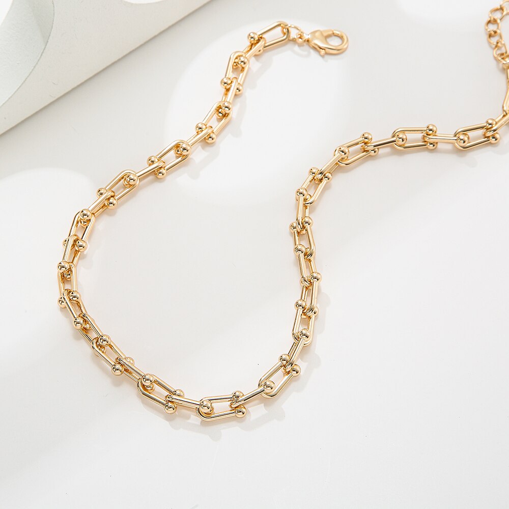 Tocona Punk Gold Silver Color Stainless steel Thick Clavicle Chain Choker Necklace for Women Trendy Party Boho Jewelry Collar