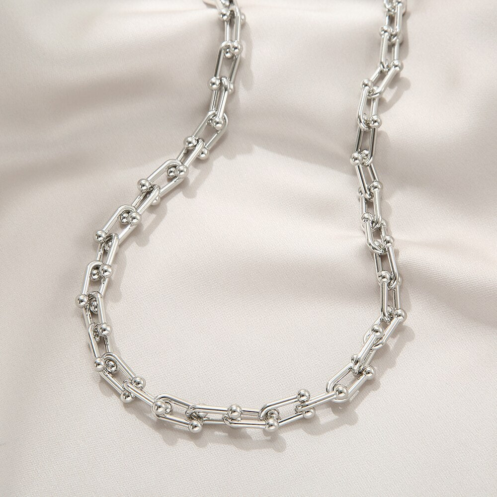 Tocona Punk Gold Silver Color Stainless steel Thick Clavicle Chain Choker Necklace for Women Trendy Party Boho Jewelry Collar