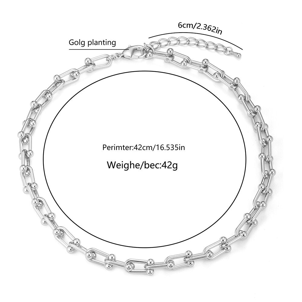 Tocona Punk Gold Silver Color Stainless steel Thick Clavicle Chain Choker Necklace for Women Trendy Party Boho Jewelry Collar