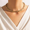 Tocona Punk Metal Chains Choker Necklace for Women Men Gold Color Alloy Hip Hop Clavicle Chain Jewelry Party 18187