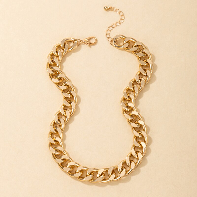 Tocona Punk Metal Choker Necklace for Women Men Gold Color Alloy Thick Chains Necklace Hip Hop Jewelry Party Accessories 18801