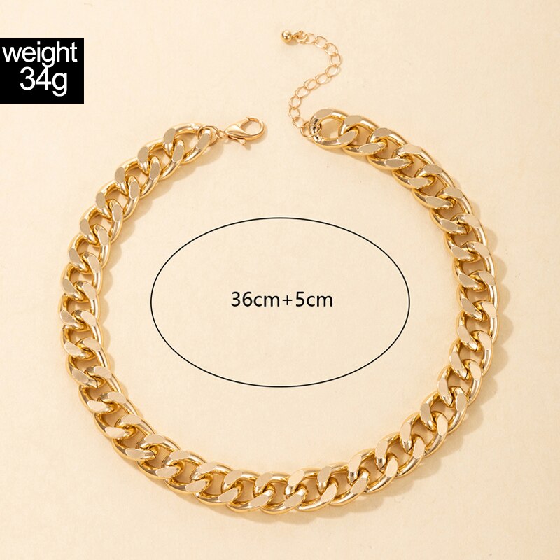 Tocona Punk Metal Choker Necklace for Women Men Gold Color Alloy Thick Chains Necklace Hip Hop Jewelry Party Accessories 18801