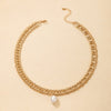 Tocona Punk Thick Gold Color Metal Choker Necklace for Women Pearl Pendant Chains Short Necklace Trendy Jewelry Party Gift 18452