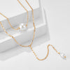 Tocona Simple Long Gold Chain Pendant Necklace Multilayer  Pearl Stone Chokcer Jewelry for Women Accessories 8742