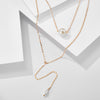 Tocona Simple Long Gold Chain Pendant Necklace Multilayer  Pearl Stone Chokcer Jewelry for Women Accessories 8742