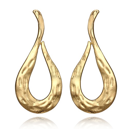 Vintage Twisted Metal Drop Earrings Punk Hyperbole Gold Alloy Dangle Earring Piercing Brincos Statement Jewelry 6183